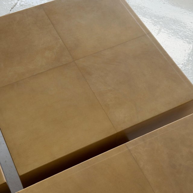 Tan 1970s Lacquered Goatskin Coffee Table Attributed to Aldo Tura For Sale - Image 8 of 9