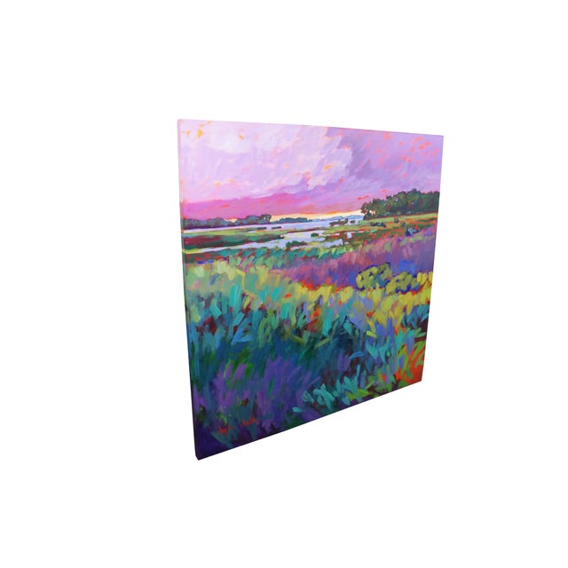 Impressionist Betty Anglin Smith 1998 Ashepoo Marshland Oil Painting on Canvas 50" For Sale - Image 3 of 11