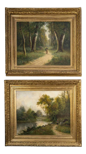 Emile Ballue, Landscapes, 19th Century, Paintings, Set of 2