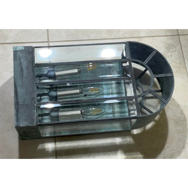 Single Vintage Handcrafted Wall-Mounted Brass Lantern For Sale - Image 4 of 12