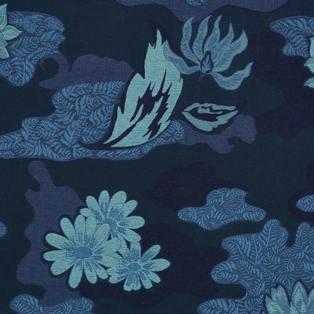 Abstract SAMPLE - Schumacher X Laura Gonzalez Lian Dream Fabric In Bleu For Sale - Image 3 of 5