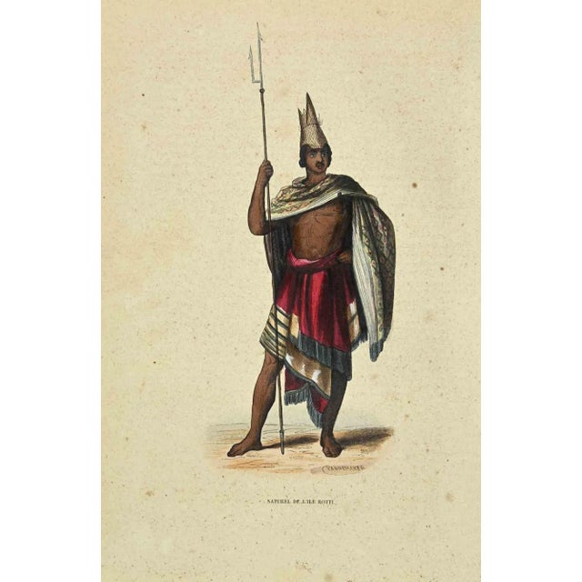 Naturel de l'Ile Rotti is a hand colored lithograph made by Auguste Wahlen in 1844. Good conditions. The artwork belongs...