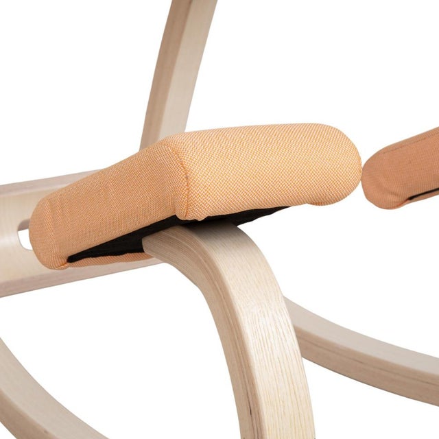 Varier Variable Kneeling Chair Stool in Ash and Natural Fabric by Peter Opsvik For Sale - Image 4 of 13