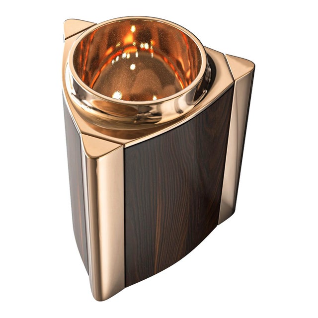 Wood "Victoria" Ice Bucket With Bronze and Walnut, Handmade For Sale - Image 7 of 7