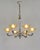 Verreries des Hanots A large 1930 French art deco chandelier in nickel plated bronze or solid brass holding six shades in...
