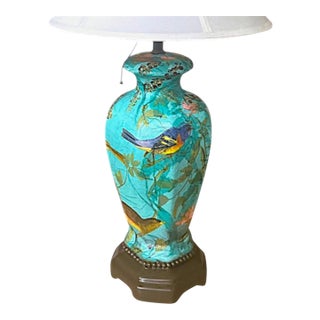 Table Lamp in a Beautiful Victorian Bird and Floral Pattern For Sale