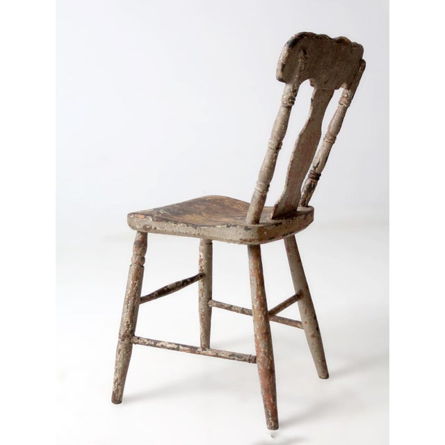 Antique Primitive Painted Farmhouse Side Chair For Sale - Image 11 of 16