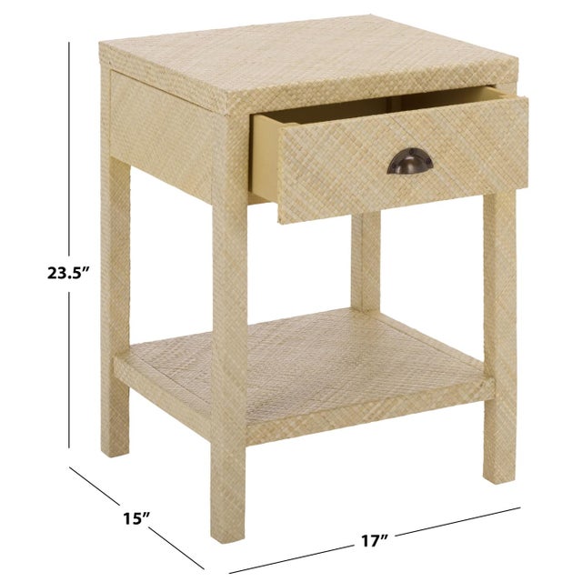 Contemporary Apis Raffia 1 Drawer 1 Shelf Accent Table in Natural For Sale - Image 3 of 9