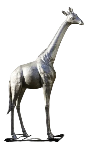 Life-Size Silver Giraffe Sculpture, 1990