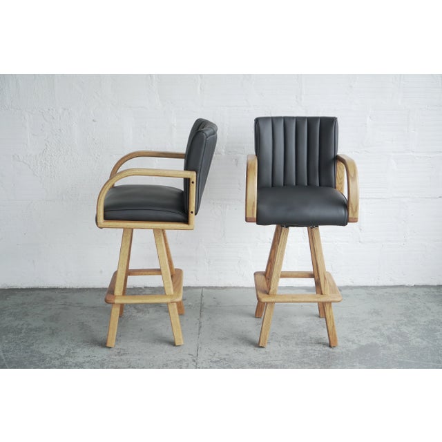 Contemporary 1980s Vintage Upholstered Bar Stools - a Pair For Sale - Image 3 of 5