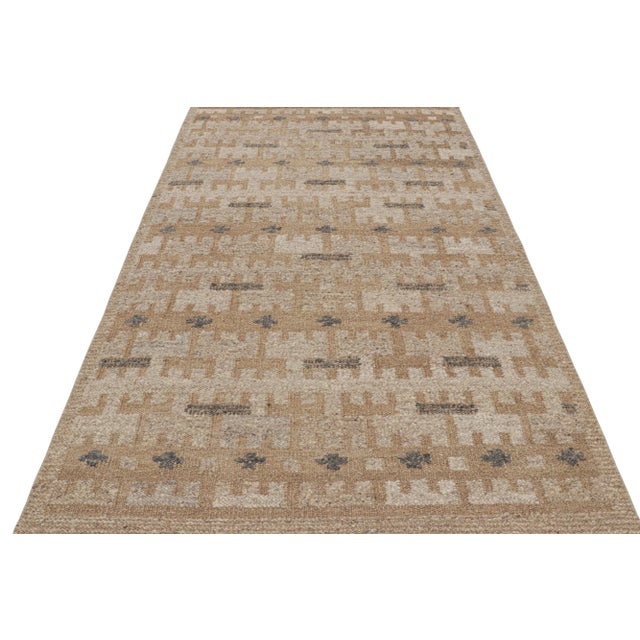 Not Yet Made - Made To Order Rug & Kilim’s Scandinavian Style Rug in Beige-Brown Geometric Patterns - 5x7 For Sale - Image 5 of 7