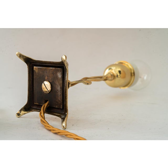 Jugendstil Brass Table Lamps with Fabric Shades, Vienna, Austria, 1908, Set of 2 For Sale - Image 12 of 18