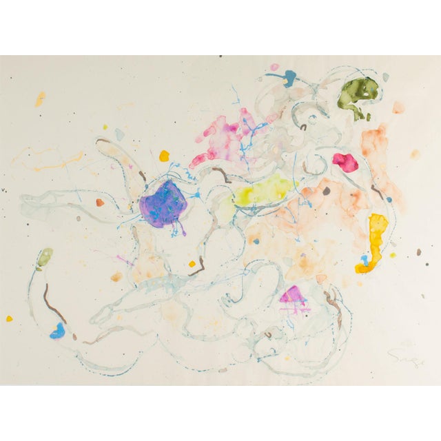 A watercolor and oil on paper painting by the American artist Walter Sorge (1931-2021). This vibrant and dynamic work...