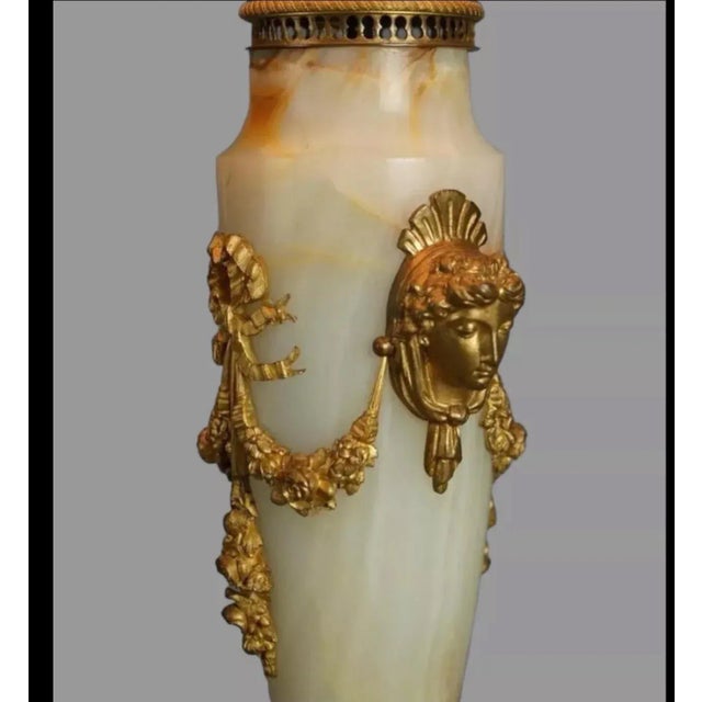 Antique French Onyx, Ormolu & Champleve Enameled Table Lamp Circa 1920 For Sale - Image 10 of 11