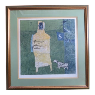 Mid 20th Century Personnage Au Chien After Max Papart Lithograph For Sale