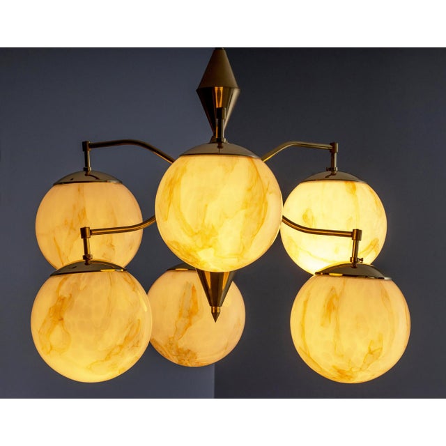 Vintage Marbled Glass Chandelier from Kamenický Šenov, 1980s For Sale - Image 6 of 9