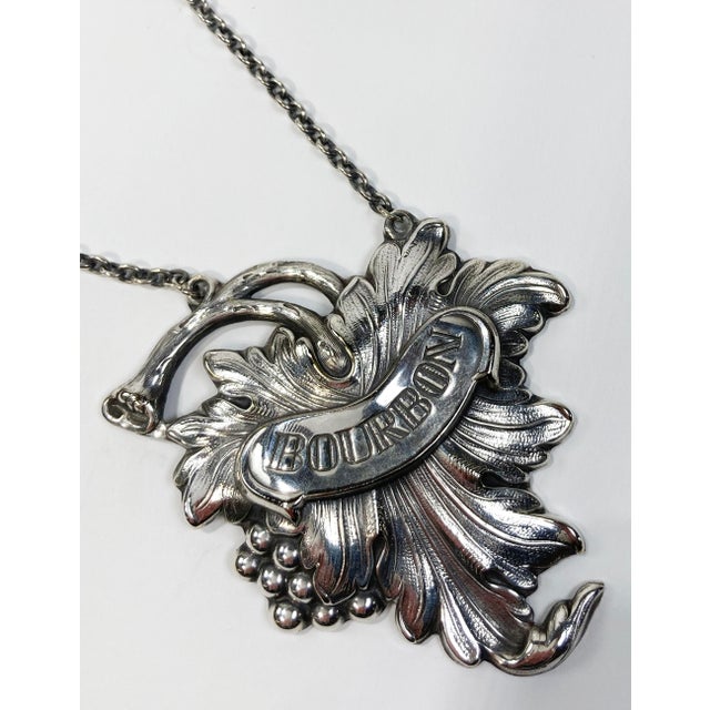 Late 20th Century Silverplate Grapevine Motif Liquor Tags Set of 4 - Gin, Vodka, Scotch, Bourbon For Sale - Image 5 of 8