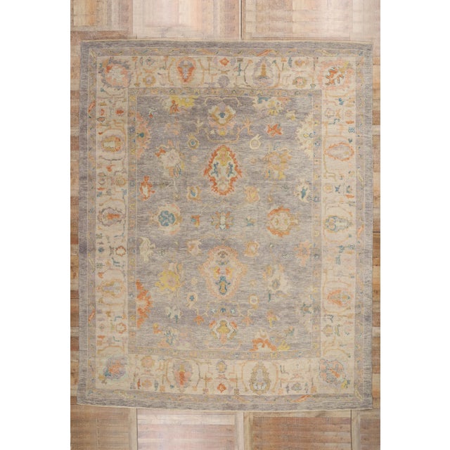 Vintage Modern Turkish Oushak Rug- 11'01 X 14'00 For Sale - Image 9 of 9
