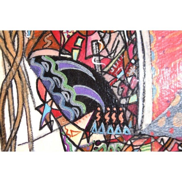 J Renwick Signed Acrylic Painting on Canvas Art Nouveau Female Figure Framed For Sale - Image 9 of 12