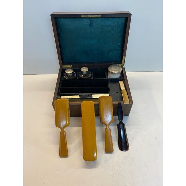 19th Century Brass Inlaid Rose Wood English Vanity Box | Chairish