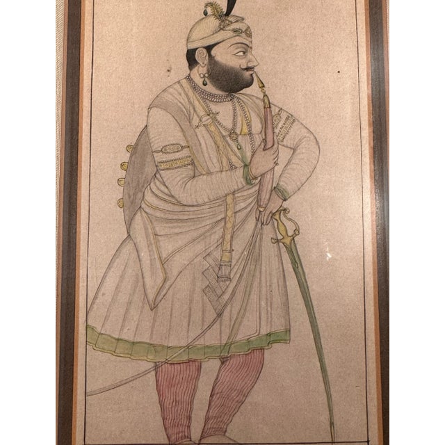Early 19th Century Late 18th to Early 19th Century Mughal Portrait Painting, Framed For Sale - Image 5 of 6