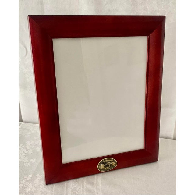 Vintage Burnes of Boston Cherry Wood 8x10 Frame With Brass Baby Shoes Motif Excellent Condition. For Sale In Denver - Image 6 of 15