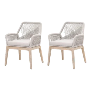 Loom Arm Chairs, Pumice & Grey Mahogany with Taupe & White Rope, Set of 2