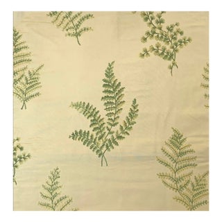 Maxwell Green & Pale Yellow Botanical Fern Frond Leaf Embroidered Woven Fabric Sample For Sale