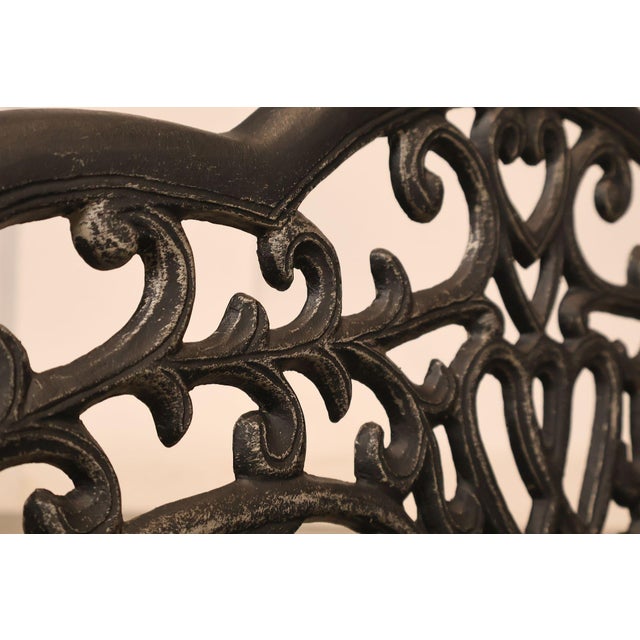 Cast Aluminum Garden Bench With Ornate Lattice Back For Sale - Image 14 of 18