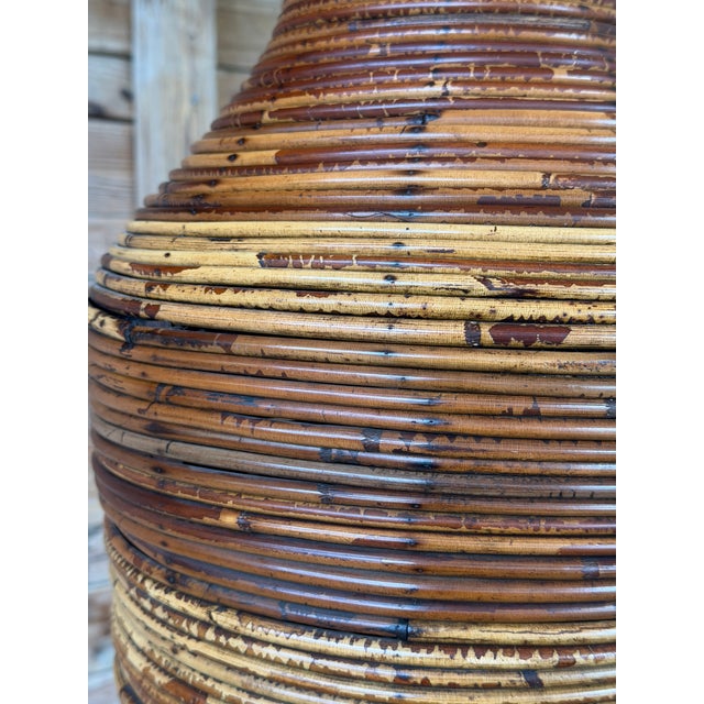 Monumental Vintage Boho Sculptural Rattan Floor Vase – 51” Organic Modern Vessel For Sale In Naples, FL - Image 6 of 11