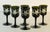 Vintage set of 6 wheel-cut green bell shaped glass stems with a grape leaf & vine pattern. The bases of the stems are also...