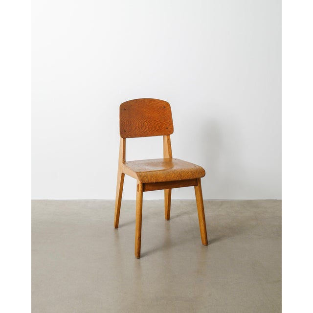 Early Mid-Century Modern French Wooden Tout Bois Wooden Dining Chair from Jean Prouvé, 1941 For Sale - Image 3 of 8