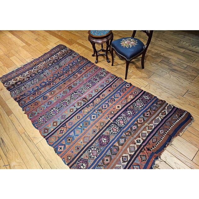 Tribal Antique Caucasian Shirvan Kilim, Handwoven Wool, Allover Geometric Pattern, 1880s, 5' x 10' For Sale - Image 3 of 16