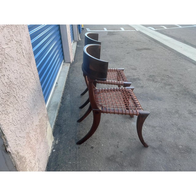 Wood Pair of Mid Century Solid Walnut Klismos Chairs For Sale - Image 7 of 9