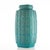 Rare and impressive floor vase made of ceramic in green/blue-turquoise. On the opposite sides, there are 12 and 16 relief-...