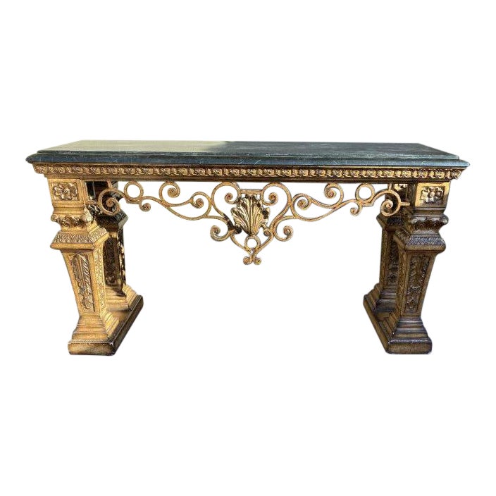 20th Century Italian Renaissance Style Marble Top Entry Table with
