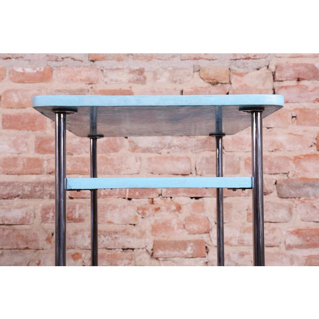 Czech Bauhaus Side Table in Wood and Chrome attributed to Mücke-Melder, 1930s For Sale - Image 6 of 9