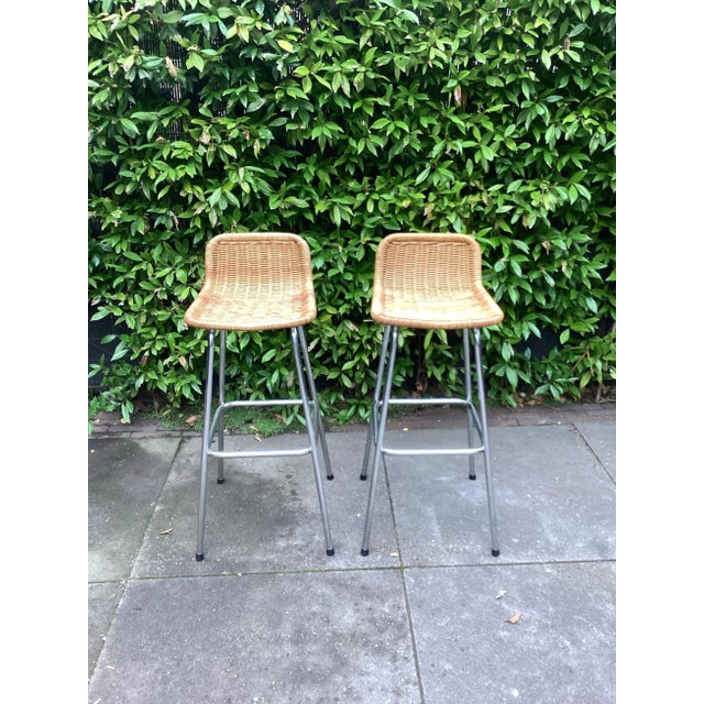Wood Vintage Bar Stools from Rohe Noordwolde 1960, Set of 2 For Sale - Image 7 of 7