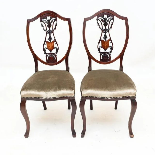 Set of Edwardian Dining Chairs in Mahogany Inlay, 1890s For Sale - Image 4 of 4