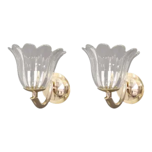Mid 20th Century Cups Sconces by Barovier E Toso - a Pair