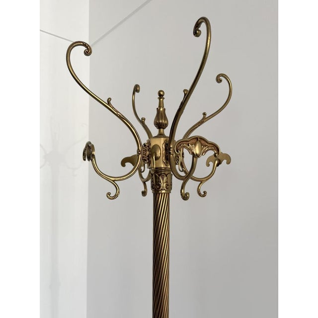 Mid-Century Modern Italian Brass Hall Tree with Onyx Marble Base, 1960s For Sale - Image 3 of 18
