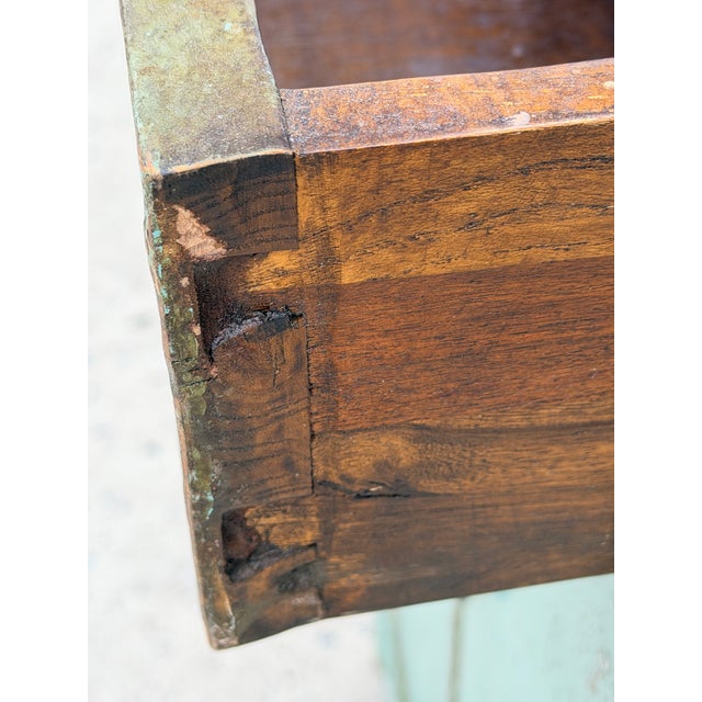 Rustic Distressed Turquoise One Drawer Small End Table Nightstand Cabinet For Sale - Image 3 of 12
