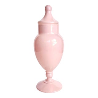 Vintage Empoli Blush Opaline Apothecary Urn With Lid For Sale