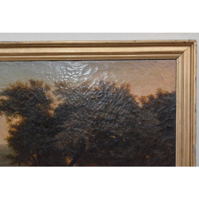 Late 19th Century 19th Century French School – Large Oil on Canvas - Animated Landscape With Cottage For Sale - Image 5 of 11