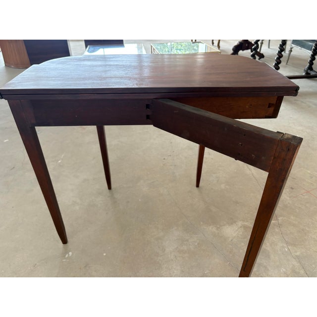 English George III Mahogany Fold Top Demi Lune / Card Table, Mahogany With Birdseye Maple Inlay, Circa 1800 Front Demilune For Sale - Image 9 of 10