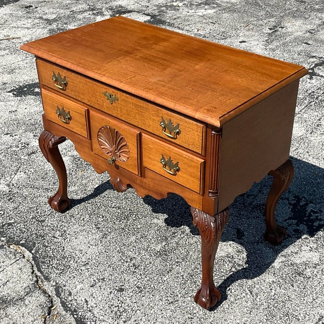 Vintage Chippendale Sunrise Lowboy For Sale - Image 9 of 12