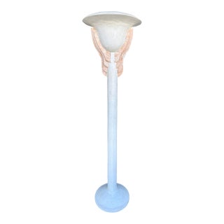 Italian Art Deco Style Tessellated Stone Torchiere From 80's For Sale