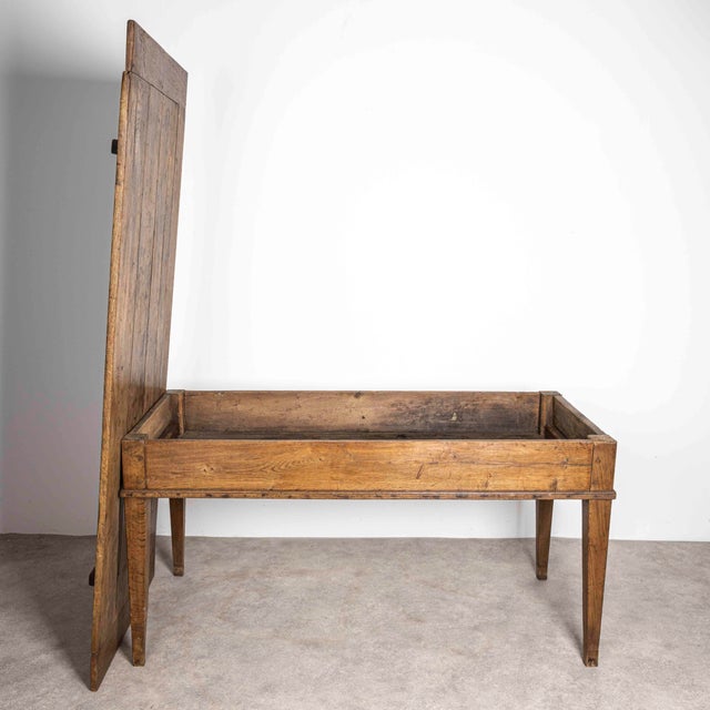 Beautiful charming French 19th century oak farmhouse kitchen table with nice worn top above a rare large storage box. Very...