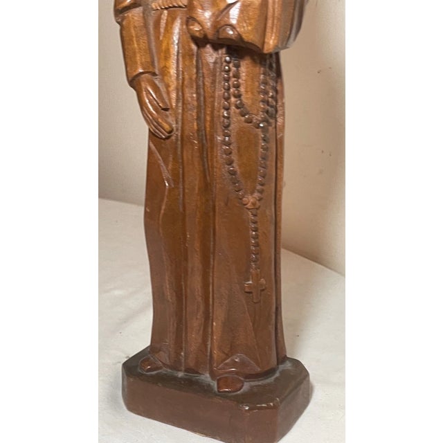 Wood Vintage Hand Carved Wood Religious Saint Joseph Baby Jesus Sculpture Statue For Sale - Image 7 of 12