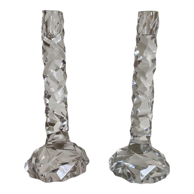 Oversized Pair Faux Rock Crystal Candlesticks, After Van Day Truex For Sale